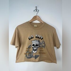 Vintage 1984 Screen Stars US Navy Single Stitch‎ Cropped